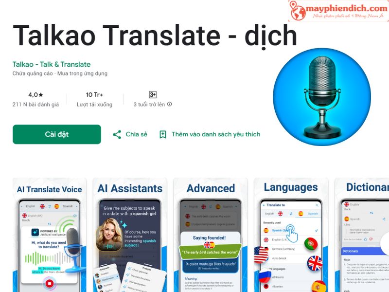 App Dịch 2 Chiều Talkao Translate