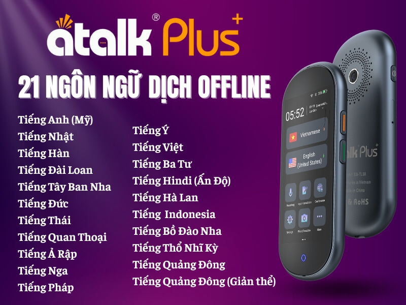 Danh Sách Ngôn Ngữ Dịch Offline Được Tích Hợp Trên ATalk Plus+