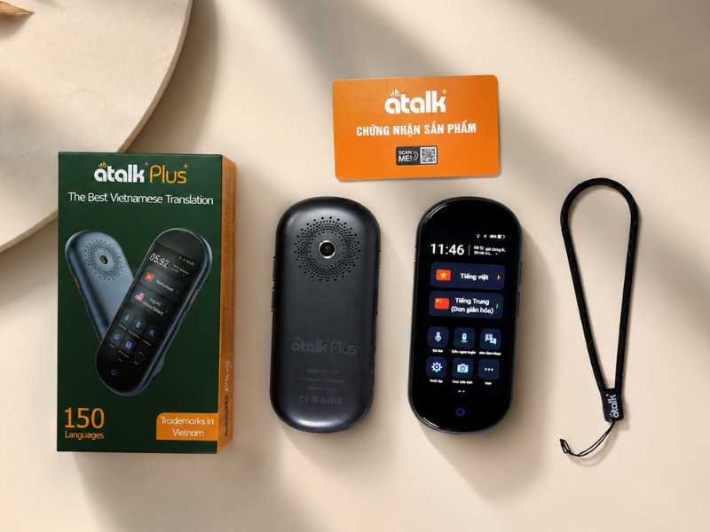 Máy Phiên Dịch Cao Cấp ATalk Plus+ - Dịch Tự Động 150 Ngôn Ngữ - Không Cần Chạm