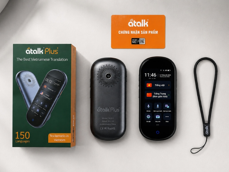 ATalk Plus+ - Máy Phiên Dịch Tự Động 150 Ngôn Ngữ - Không Cần Bấm Nút