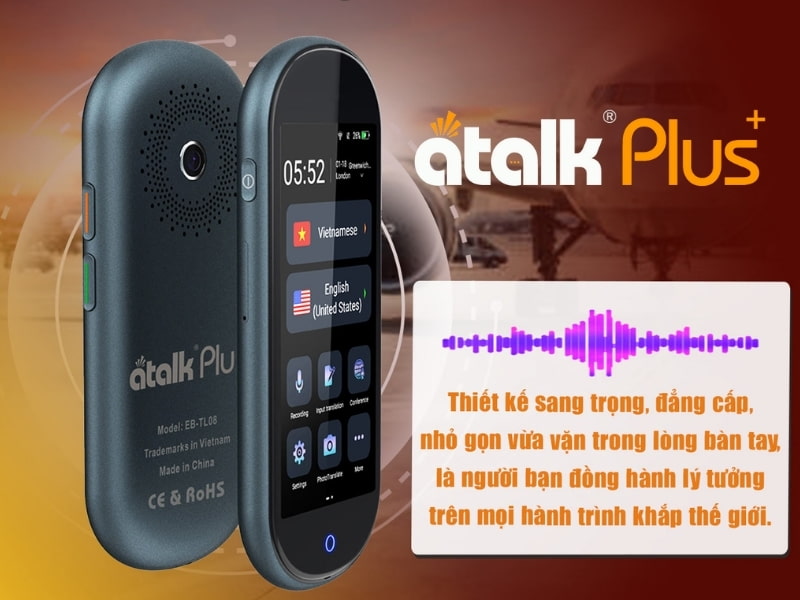 ATalk Plus+ - Dịch Tự Động 150 Ngôn Ngữ - Không Cầm Bấm Nút - Không Cần Chạm
