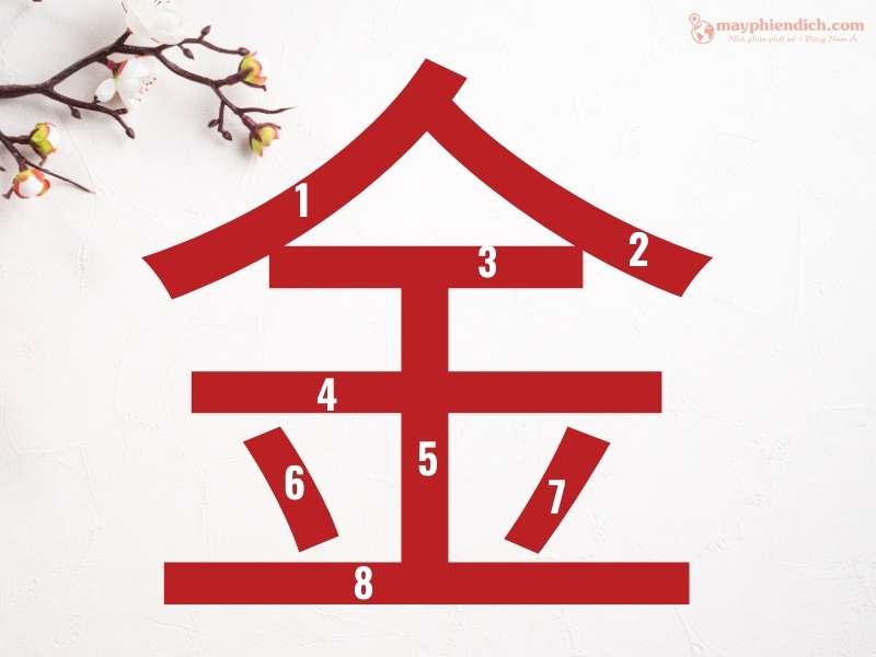 Cách viết chữ Kim 金 Hán tự