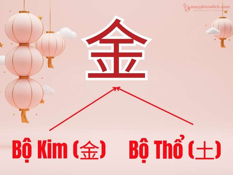 Chữ Kim tiếng Trung ghép từ bộ Kim & bộ Thổ 金