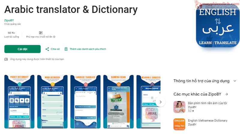 Arabic Translator & Dictionary - App Dịch Tiếng Anh Sang Tiếng Ả Rập