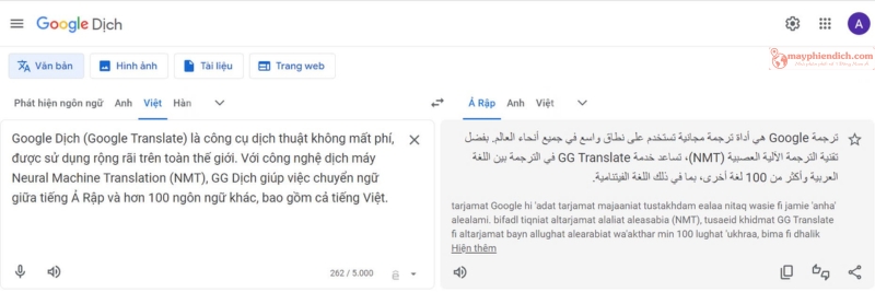 Google Dịch Tiếng Ả Rập Sang Tiếng Việt Miễn Phí