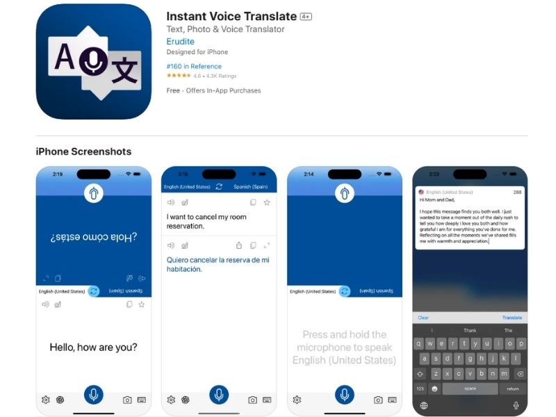 Instant Voice Translate App dịch sang tiếng Anh bằng giọng đọc tức thì