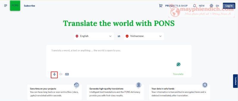 Pons Translate Dictionary - Từ điển dịch giọng nói tiếng Anh