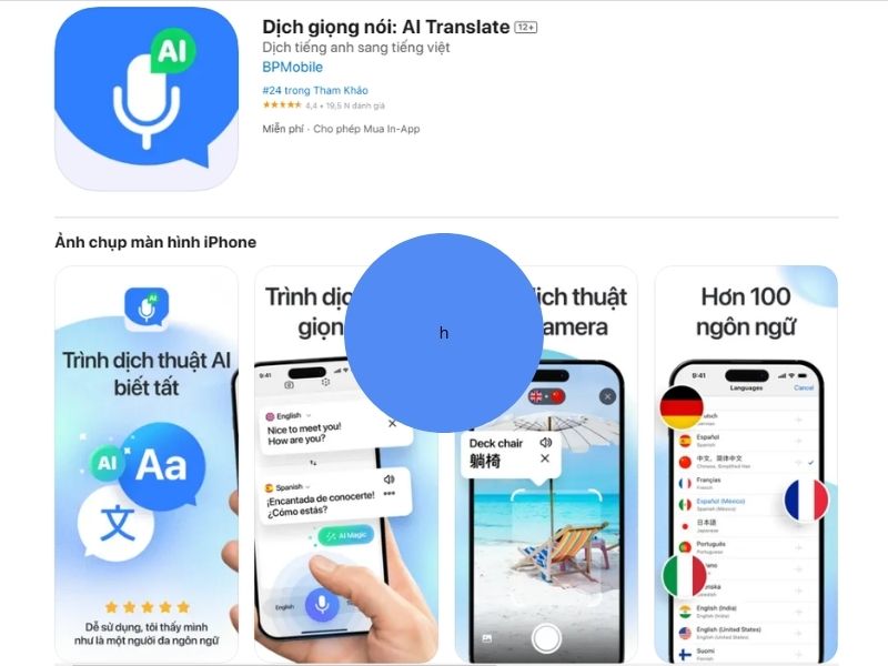 Ứng dụng dịch giọng nói AI Translate App nghe tiếng Anh rồi dịch