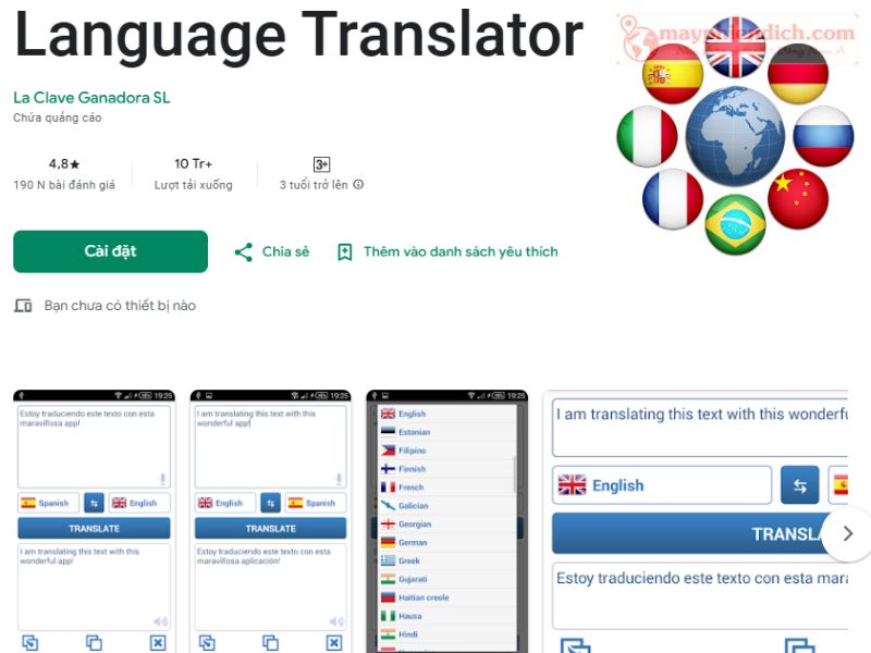 Ứng dụng Language Translator Nghe và dịch tiếng Anh