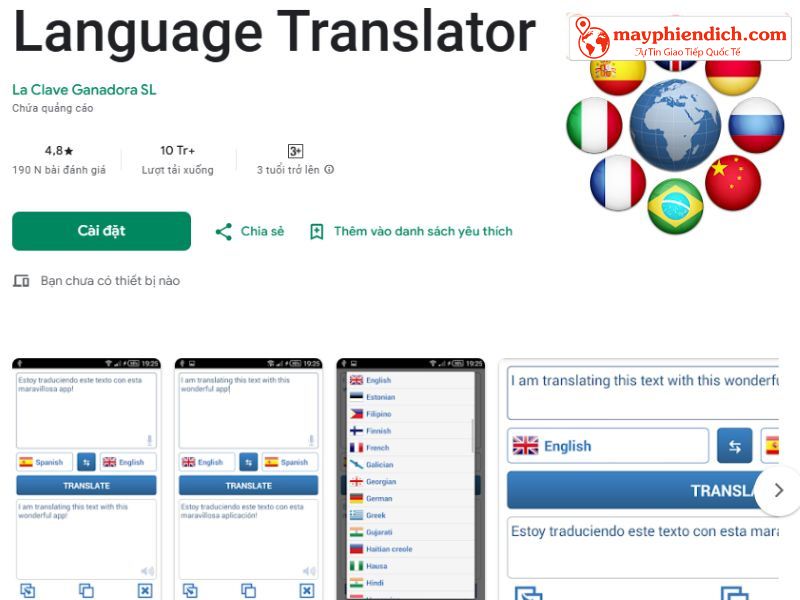 Ứng dụng Language Translator Nghe và dịch tiếng Anh