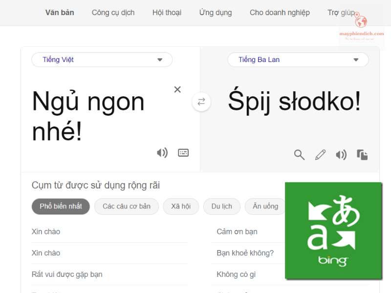 Bing Translator Dịch tiếng Ba Lan sang Việt