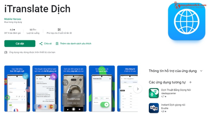 App phiên dịch tiếng Brazil - iTranslate