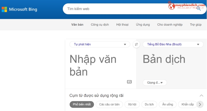 Ứng dụng dịch tiếng Brazil ra tiếng Việt - Microsoft Bing