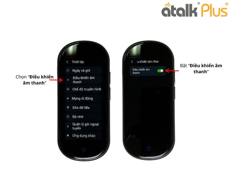 Cách Thiết Lập Điều Khiển Âm Thanh Trên Máy Phiên Dịch 2 Chiều ATalk Plus+ 150