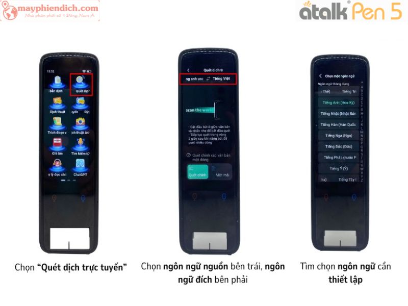 Các Bước Sử Dụng Tính Năng Quét Dịch Trực Tuyến Trên ATalk Pen 5
