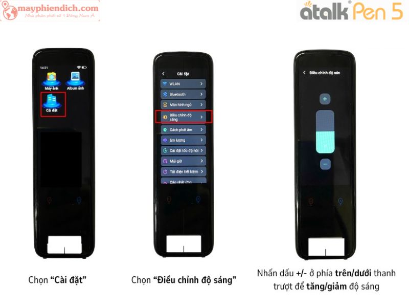 Cách Điều Chỉnh Độ Sáng Trên Bút Dịch Thông Minh ATalk Pen 5