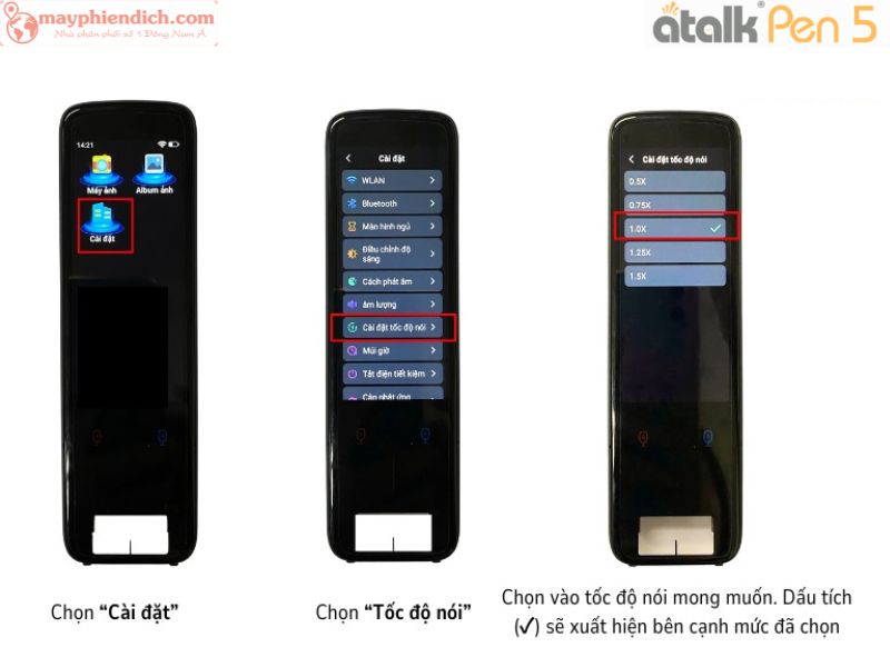 Hướng Dẫn Cài Đặt Tốc Độ Nói Trên Bút Dịch Thuật ATalk Pen 5