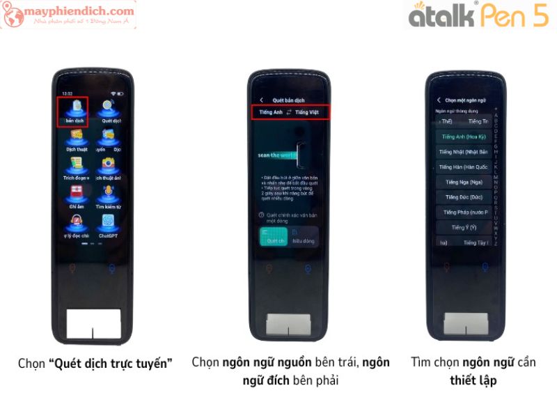 Các Bước Sử Dụng Tính Năng Quét Dịch Trực Tuyến Trên ATalk Pen 5