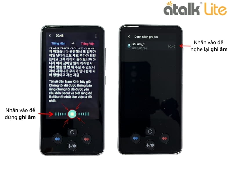 Cách Sử Dụng Tính Năng Dịch Ghi Âm Trên Máy Dịch Nhỏ Gọn ATalk Lite