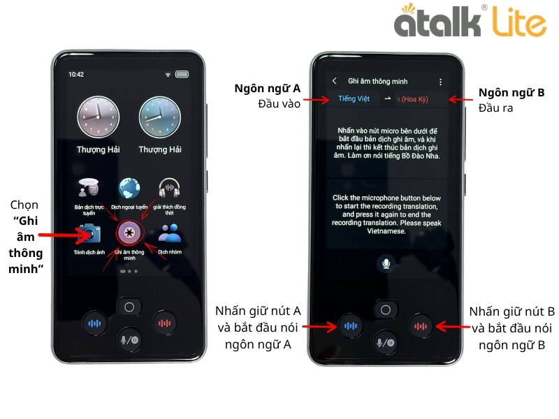 Hướng Dẫn Cách Dùng Tính Năng Dịch Ghi Âm Trên ATalk Lite