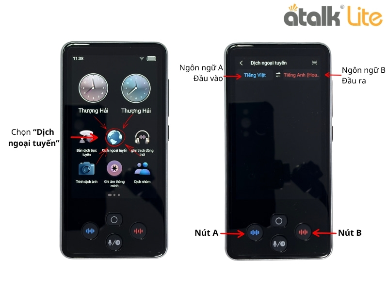 Hướng Dẫn Dùng Tính Năng Dịch Ngoại Tuyến Trên Thiết Bị Dịch ATalk Lite