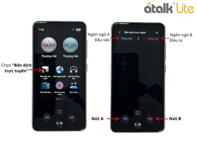Hướng Dẫn Thiết Lập Ban Đầu Trên Máy Dịch 2 Chiều ATalk Lite