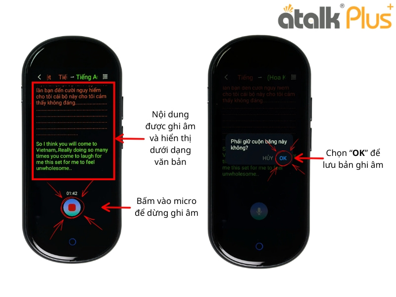 Hướng Dẫn Dịch Ghi Âm Nhanh Chóng Trên Siêu Phẩm Dịch Thuật ATalk Plus+ Mới
