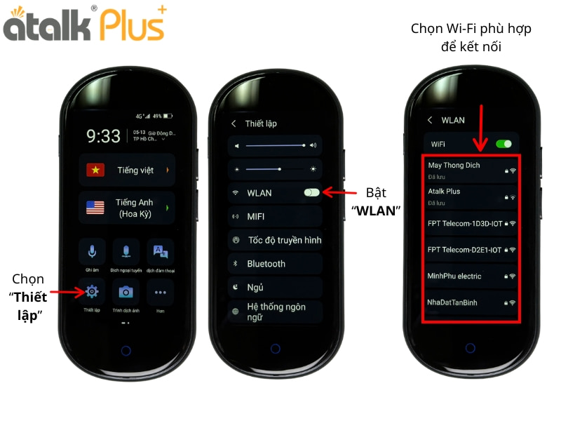 Hướng Dẫn Kết Nối Wi-Fi Trên Máy Phiên Dịch Trực Tiếp ATalk Plus+ Phiên Bản Mới