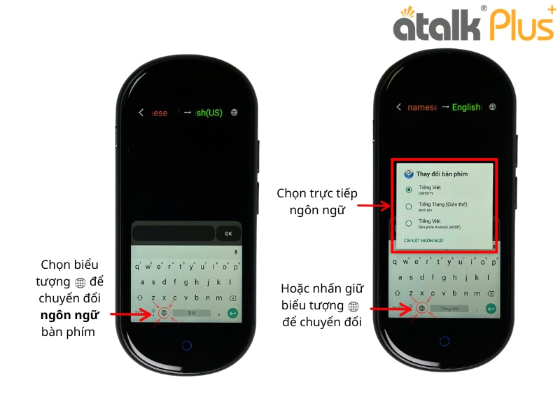 Thao Tác Chuyển Đổi Ngôn Ngữ Của Bàn Phím Khi Dịch Văn Bản