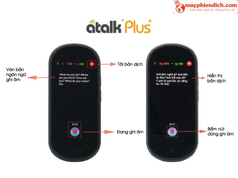 Tính Năng Ghi Âm Trên Máy Dịch Ngoại Ngữ ATalk Plus+