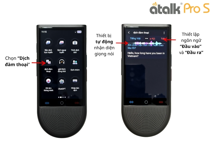 Cách Dịch Đàm Thoại Trên Máy Hỗ Trợ Phiên Dịch ATalk Pro S