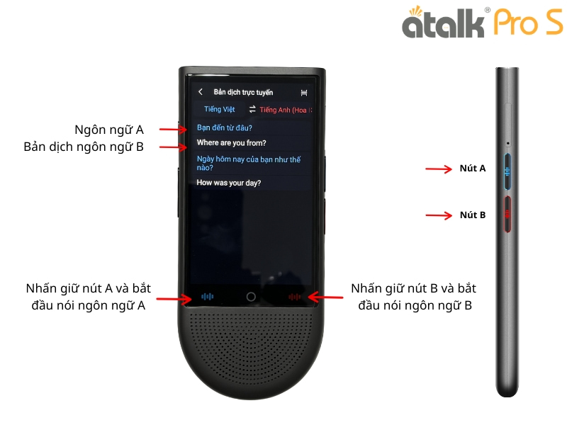 Cách Dịch Giọng Nói 148 Ngôn Ngữ Trên Máy Dịch ATalk Pro S