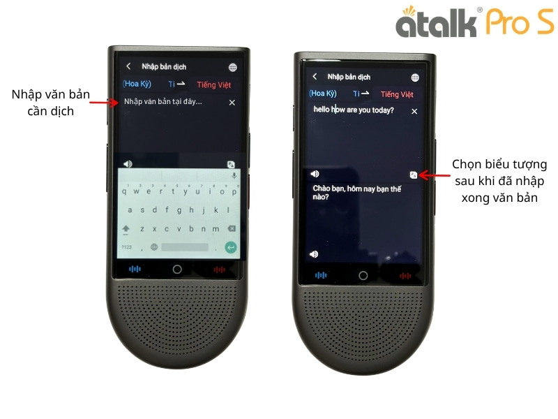 Cách Dùng Tính Năng Phiên Dịch Văn Bản Trên Thiết Bị ATalk Pro S