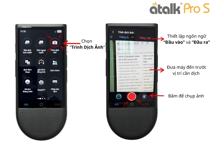 Dịch Hình Ảnh Trực Tiếp Bằng Máy Thông Dịch Ngôn Ngữ ATalk Pro S