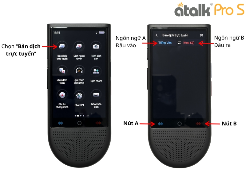 Hướng Dẫn Cách Dịch Giọng Nói 2 Chiều Trực Tuyến Trên ATalk Pro S