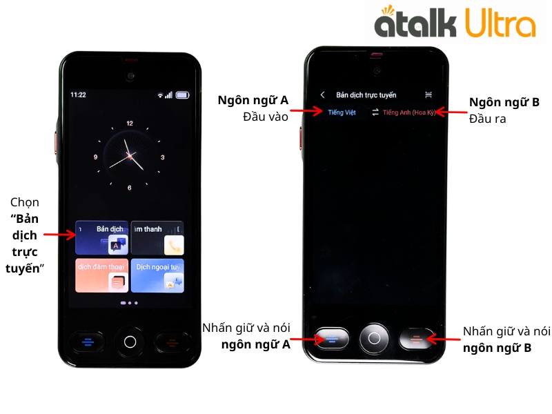 Cách Dịch Giọng Nói 2 Chiều Online Trên Máy Phiên Dịch Trực Tiếp ATalk Ultra