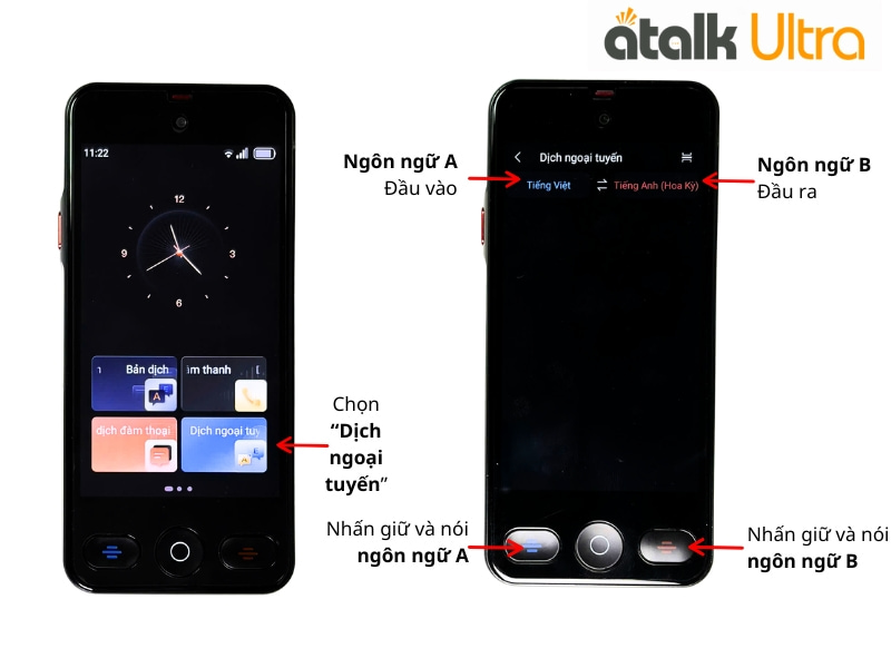 Cách Sử Dụng Tính Năng Dịch Giọng Nói Offline Trên Máy Dịch ATalk Ultra
