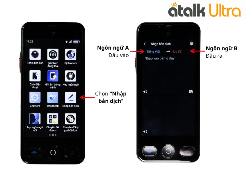 Hướng Dẫn Thao Tác Dịch Văn Bản Trên Máy Phiên Dịch 2 Chiều ATalk Ultra
