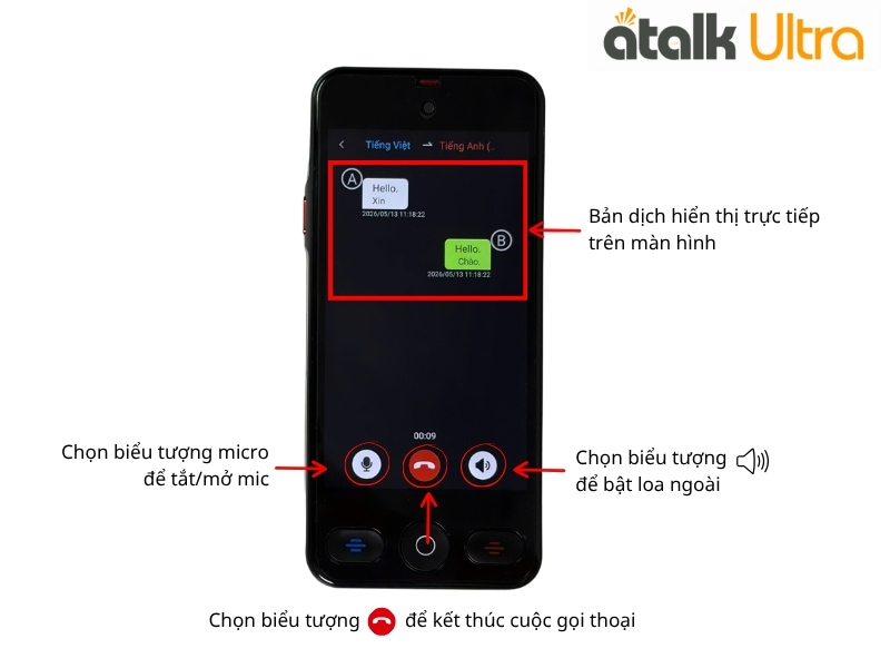 Cách Sử Dụng Tính Năng Phiên Dịch Cuộc Gọi Thoại Trên Thiết Bị ATalk Ultra