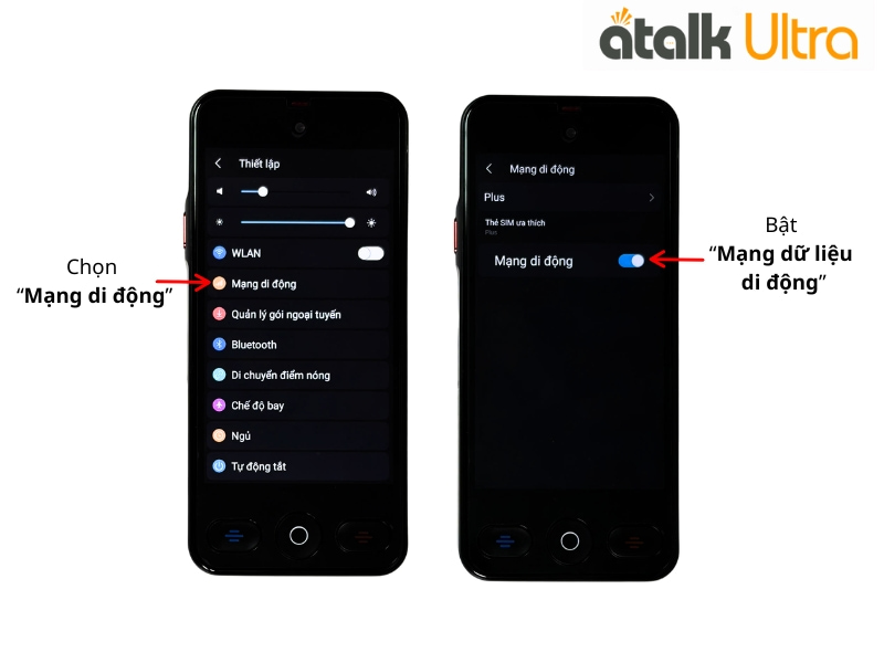 Cách Bật Mạng Di Động Trên Máy Thông Dịch ATalk Ultra
