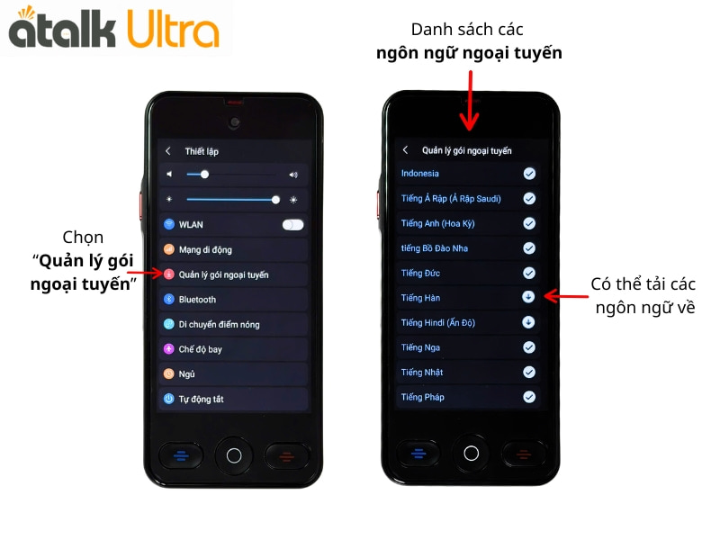 Số Lượng Ngôn Ngữ Hỗ Trợ Dịch Ngoại Tuyến Trên Máy Phiên Dịch Cuộc Gọi ATalk Ultra