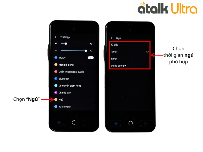Thao Tác Bật Chế Độ Ngủ Trên Máy Phiên Dịch Tự Động ATalk Ultra