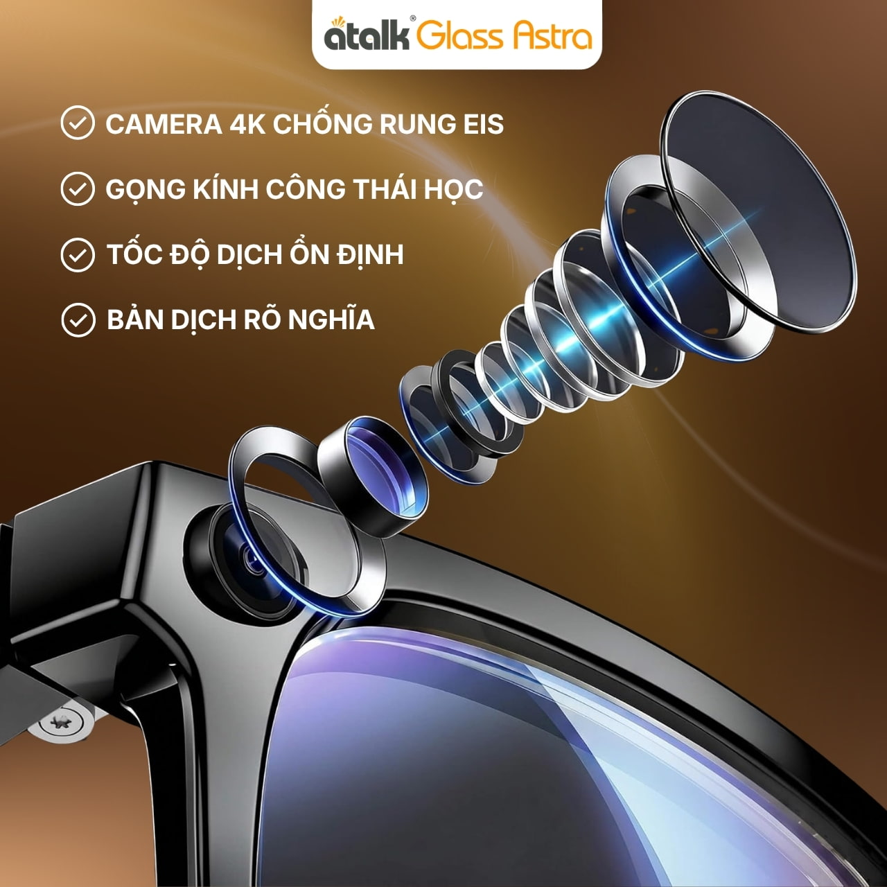 Kính Phiên Dịch Đa Ngôn Ngữ Thông Minh ATalk Glass Astra