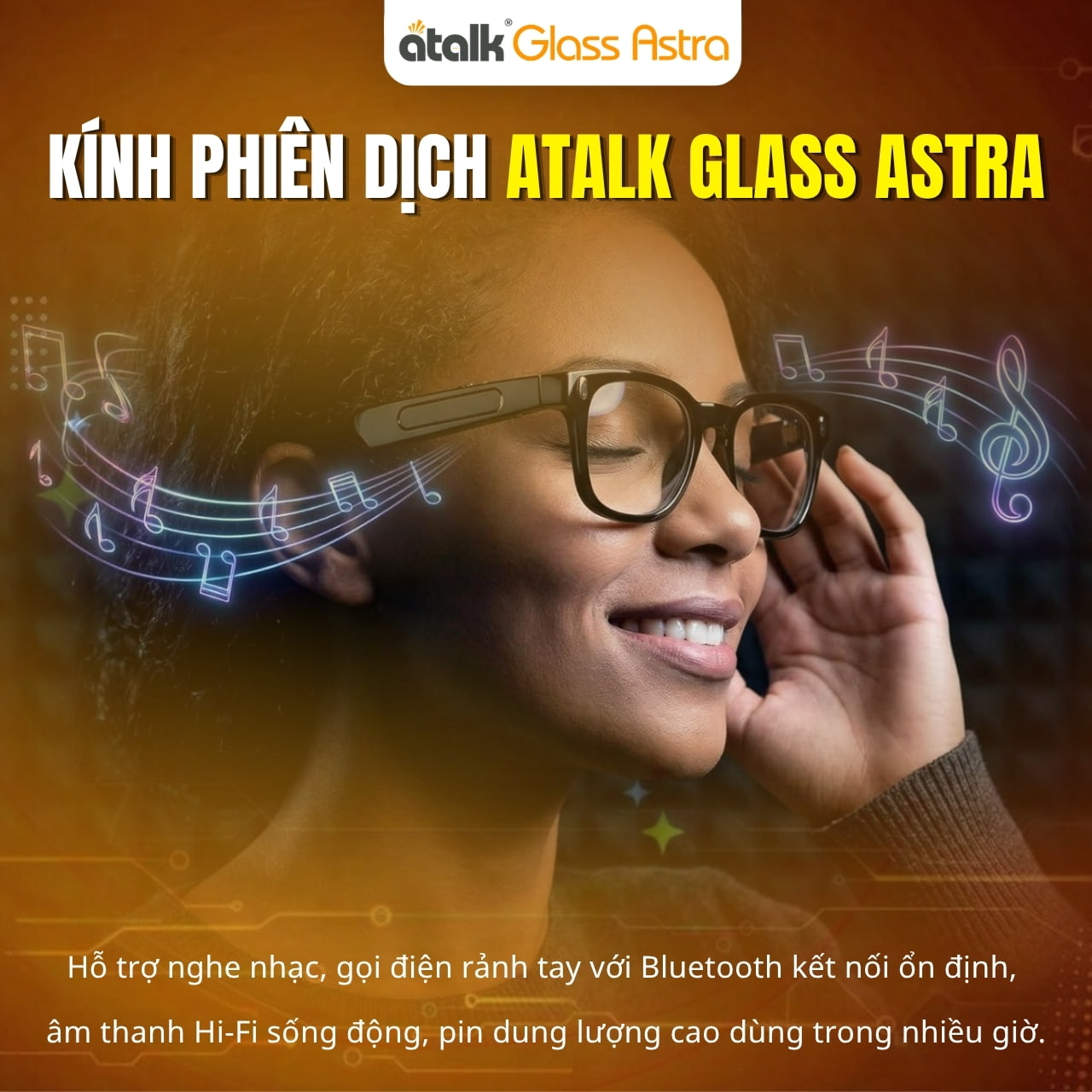 Kính Phiên Dịch Ngôn Ngữ ATalk Glass Astra Có Khả Năng Kết Nối Linh Hoạt