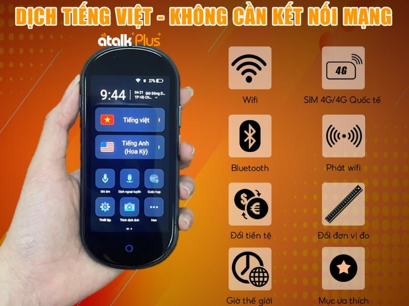 Máy Thông Dịch Tiếng Hà Lan ATalk Plus+ - Dịch Tự Động Không Cần Bấm Nút