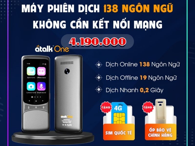 Máy Dịch 2 Chiều Tiếng Myanmar - Việt ATalk One