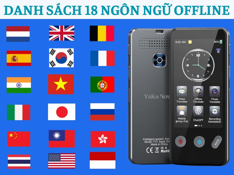 Danh Sách Ngôn Ngữ Dịch Offline Trên Máy Dịch YaKo Nova