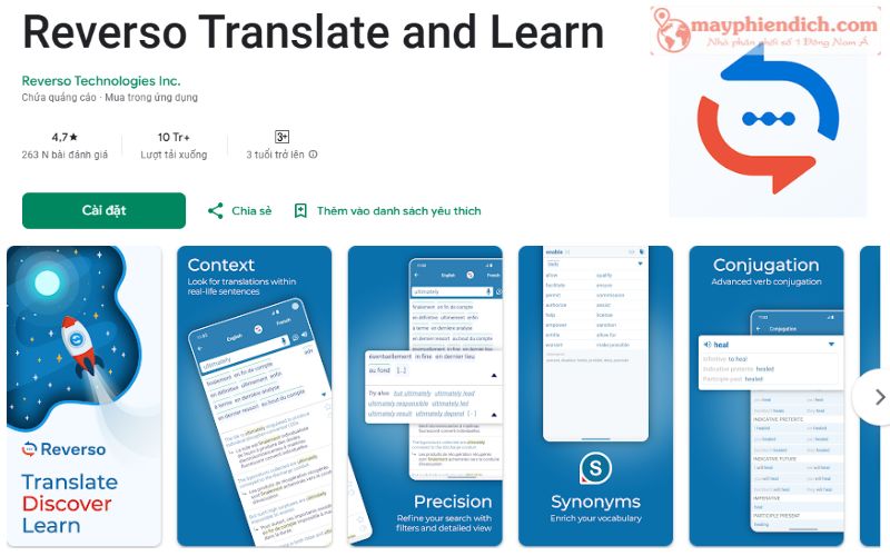 Reverso Translate and Learn - App dịch tiếng Anh sang tiếng Việt miễn phí