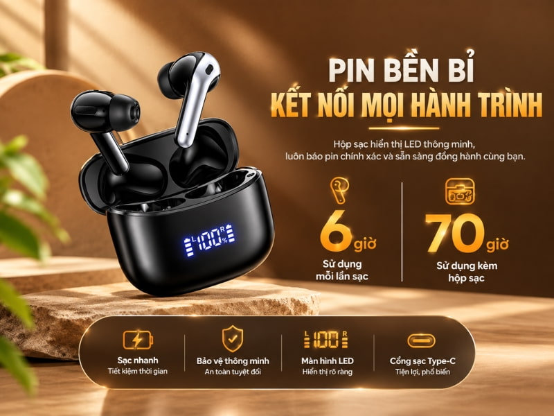 ATalk Buds Plus Được Tích Hợp Pin Có Dung Lượng Lớn