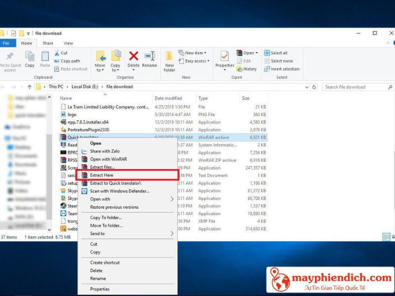 Nhấp Vào Icon Quick Translator